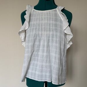 🟢 5/$25 Universal Thread | 100% Cotton Ruffle Sleeveless Top in White Gauze | S